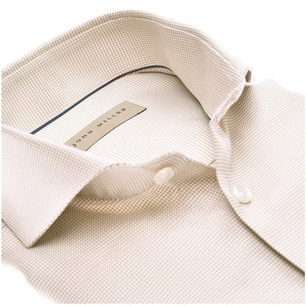 John Miller Overhemd Small Check Beige - Maat 45 - Heren - Overhemden Formeel