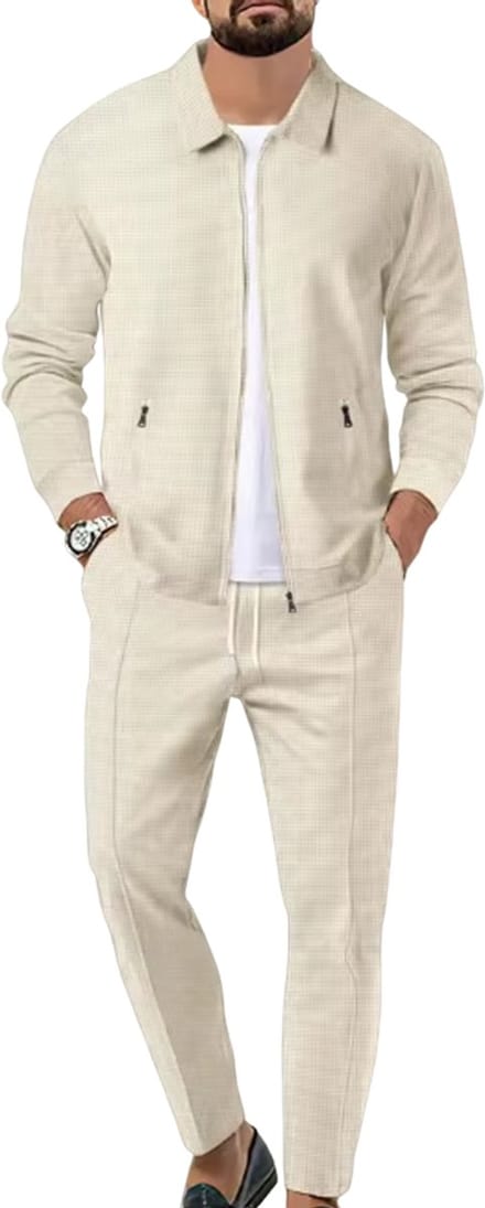 Designer Set Heren - Vest en Broek - Lounge pak - Wit