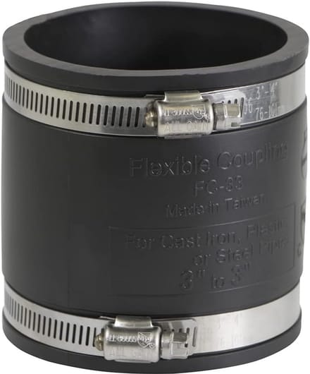 Flexibele Pac Koppeling 3 Inch met RVS Klemmen - Zwart