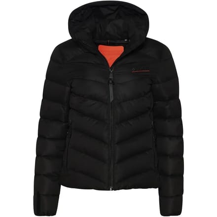 Superdry Gewatteerd Jack van Microvezel met Capuchon Zwart Grootte: 44