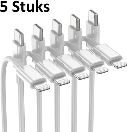 USB C Oplaadkabel -1m Geschikt voor iPhone 12/13/14 - 5 Pack