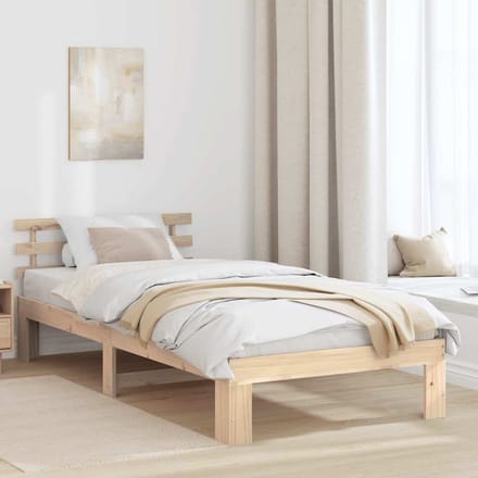 vidaXL - Bedframe - met - hoofdeinde - Naturel - 100 - x - 200 - cm - Massief - grenenhout