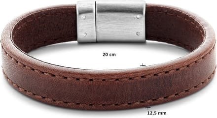 Edelstaal Armband Leer Donkerbruin 12,5 mm 6506129