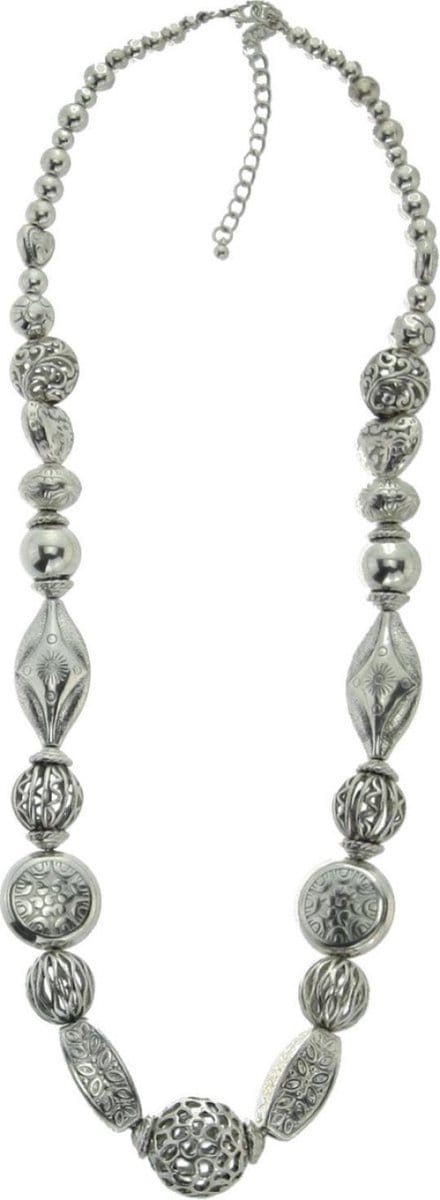 Behave - Zilverkleur ketting met grote kralen - Statement accessoire