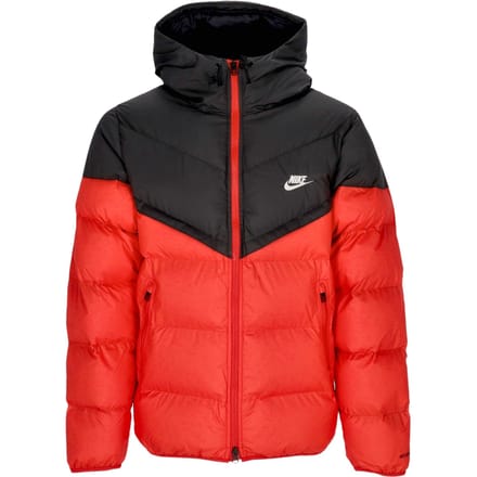 Storm Fit Windrunner Primaloft jack met capuchon Donsjack voor heren, zwart/universiteitsrood/zeil