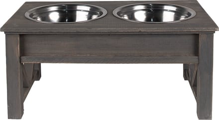 Clayre & Eef Voerbak hond 2x500 ml Grijs Hout