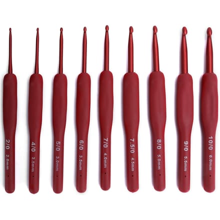 Lot de 9 crochets ergonomiques pour pull, fil à coudre, poignée rouge, accessoires d'artisanat, outils de tricot brown