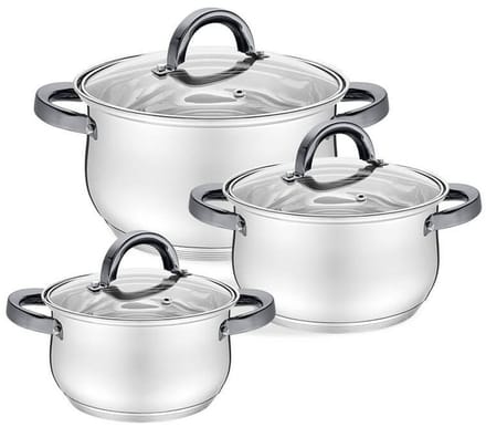 Maestro MR-3522-6M-BLACK - Pannenset - RVS - 6 Delig - Zwarte Handgrepen