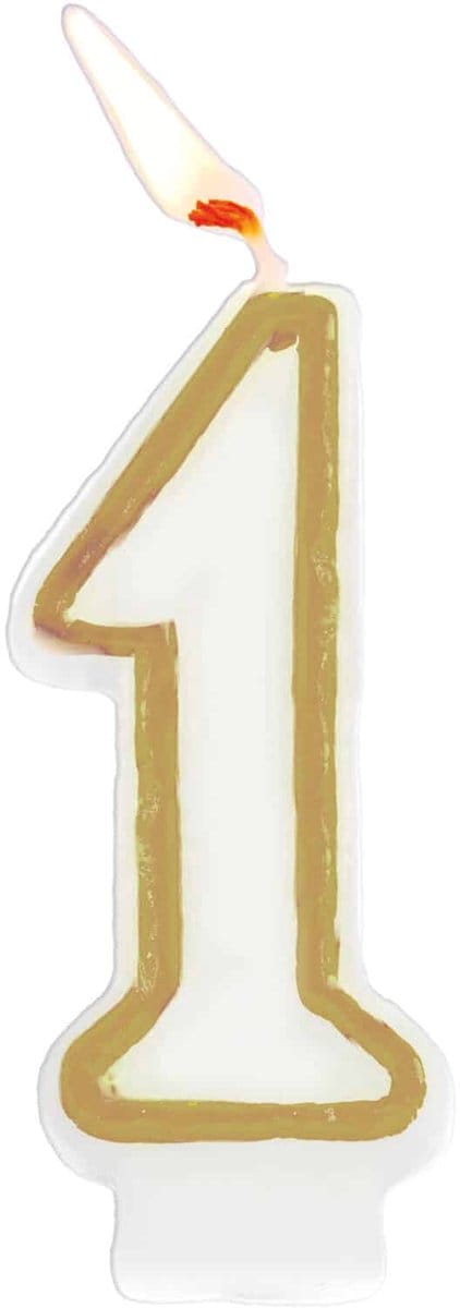 Folat - Kaars cijfer 1 simply chique gold 9 cm