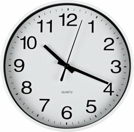 Benson Wandklok/muur klok - wit - kunststof - Dia 20 cm - 1x AA-batterij - modern