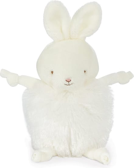 Bunnies By The Bay Roly Poly Bun Bun Knuffel - Knuffeldier - Geborduurde details - Konijn - 13 cm - Wit