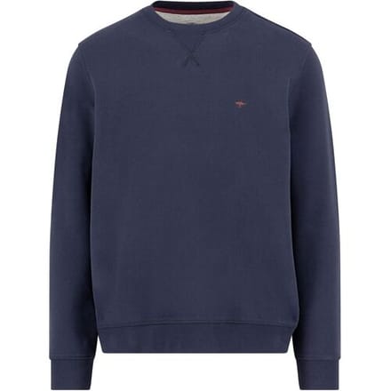 Fynch-Hatton Trui Uni Color Cotton Sweat O-Neck Navy / male