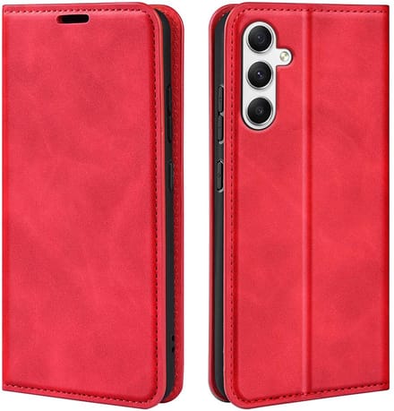 MobyDefend Hoesje - Geschikt voor Samsung Galaxy A35 - Luxe Wallet Bookcase (Magnetische Sluiting) - Rood