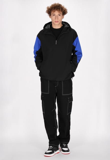 Mo Blouson Heren Zwart koningsblauw colorblock