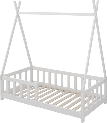 Tipi Bed - Huisbed Kinderbed - Veilig Slapen - Met Uitvalbeveiliging - 80x160 cm - Wit
