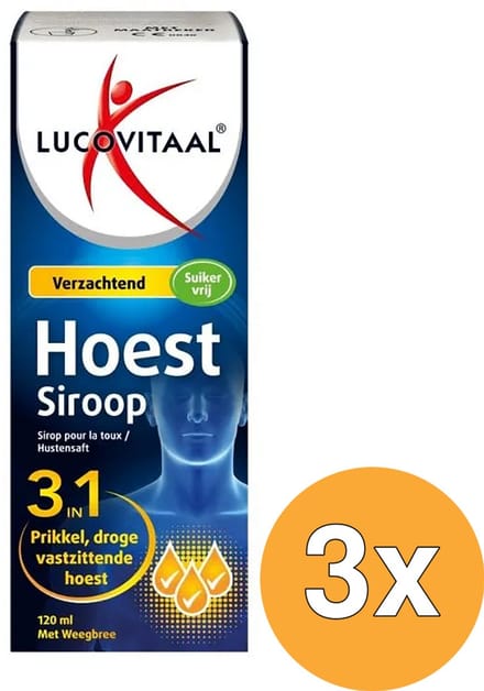 3x Lucovitaal Hoestsiroop 3-in-1 (120 ml)
