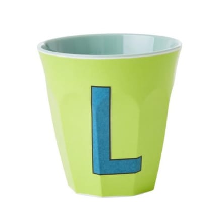 Rice melamine beker medium letter l lime groen