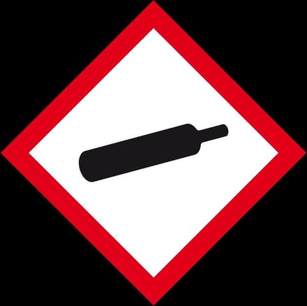 GHS04 gassen onder druk sticker, vel, rood wit 32 x 32 mm - 16 per vel