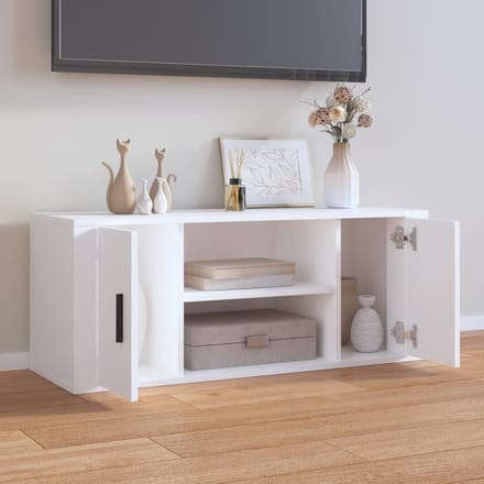 Vidaxl Meuble TV, Blanc, 100x35x40 cm, Matériau à base de bois