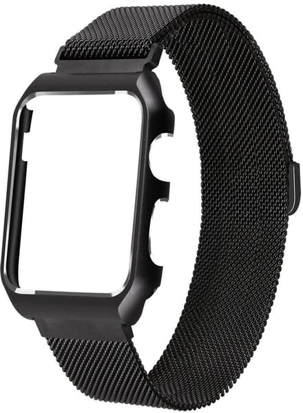 Apple Watch bandje - 38mm - zwart - Milanese Loop RVS cover