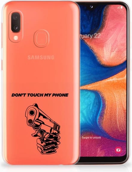 Samsung Galaxy A20e Silicone-hoesje Gun Don't Touch My Phone