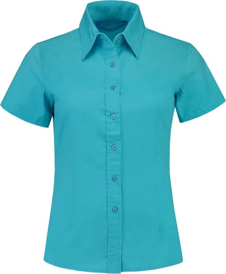 Lemon & Soda Shirt poplin met korte mouwen voor dames turquoise - M