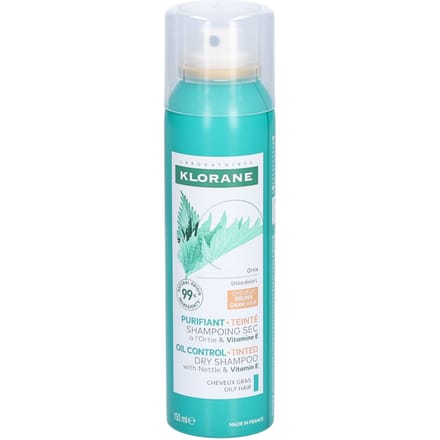 Klorane Brandnetel Getinite talgreducerende zuiverende Droogshampoo | Vet bruin haar 150 Spray