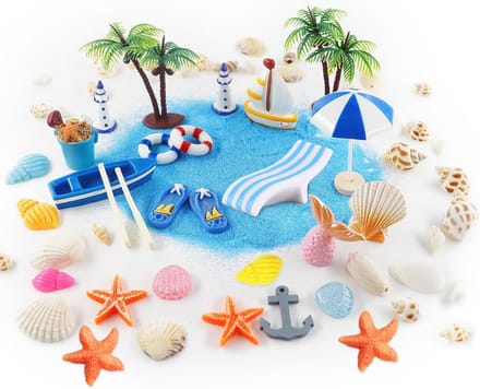 Miniatuur Strand Micro-Landschap Decoratie - 29 Stuks Met Mini-Parasol en Ligstoel