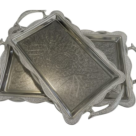Kadirelli Dienblad - Zilver - Set van 2 - Serveerschaal - Tepsi