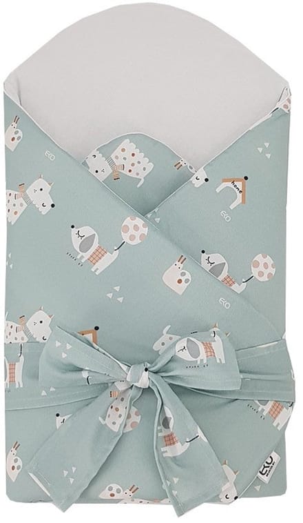 Printed Cotton Swaddle Blanket with Coconut Dogs