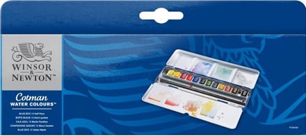 Winsor & Newton Cotman aquarelset "Blue Box" 12 halve napjes