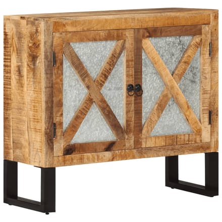 vidaXL - Dressoir - 80x30x71 - cm - massief - ruw - mangohout - en - metaal