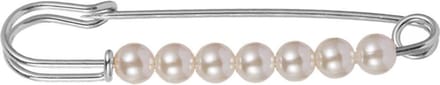 Fako Bijoux® - Sierspeld - Sjaalspeld - Vestsluiting - Vestspeld - Parels - 70mm - Zilverkleurig