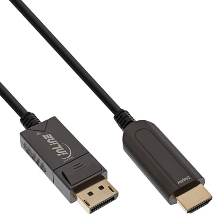 InLine® DisplayPort naar HDMI AOC-converterkabel, 4K/60 Hz, zwart, 50m