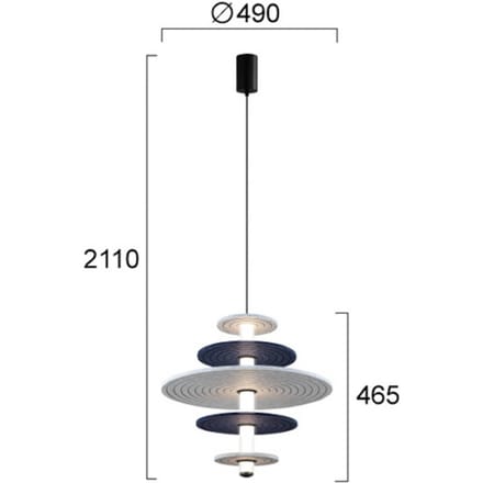 Viokef LED hanglamp Azul, hoogte 46 cm, blauw/grijs/zwart, vilt