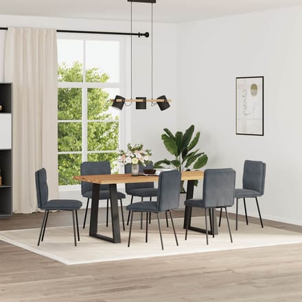 vidaXL - Eetkamerstoelen - 6 - st - fluweel - donkergrijs