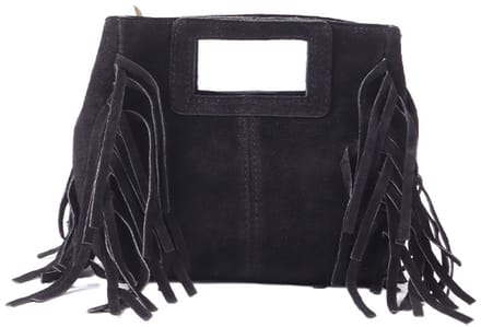 Giuliano lederen suede schoudertas - Suede - Made in Italy - Dames - Zwart