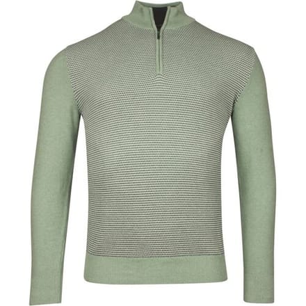 Baileys Trui Half Zip Collar Structure Knit Three-Color Front Misty Green Melange / male