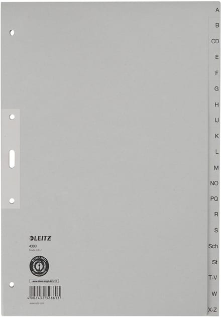 LEITZ Touw papier register, A-Z, A4 Overbreedte, halve hoogte