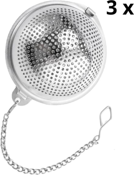 Theezeef in balvorm - Thee ei voor losse thee - Thee zeef - Thee ei RVS - Thee infuser - 3 stuks