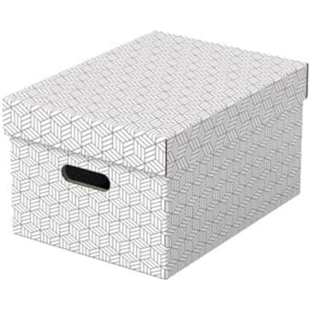 Esselte Home Middelgrote Opbergdoos met Deksel, Set van 3 Stuks - 100% Gerecycled Karton en 100% Recyclebaar - Wit