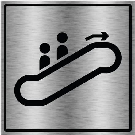 Roltrap omhoog bord - gecoat brushed aluminium | 30 x 30 cm