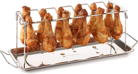 Barbecook Kippenvleugelhouder - Kiphouder - Inclusief Vetopvangbakje - RVS - Chroom - Inox