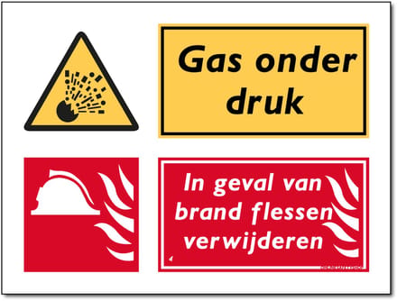 Gas onder druk bord - In geval van brand - Forex - 30 x 40 cm