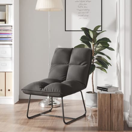 vidaXL - Loungestoel - met - metalen - frame - fluweel - donkergrijs