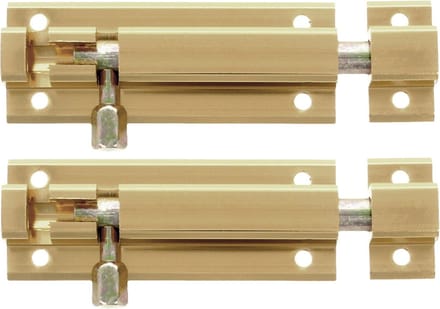 AMIG schuifslot - 2x - aluminium - 8 cm - goudkleur - deur - schutting - raam
