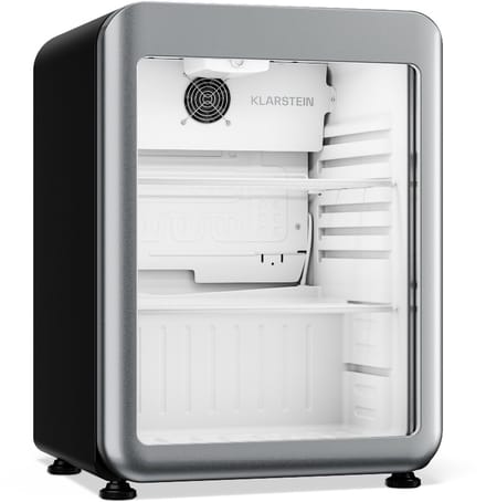 Klarstein Audrey Evo drankenkoelkast 65 L – Drankenkoeling met glazen deur, ledverlichting, regelbare temperatuur 0-10 °C, 2 schappen, stille werking