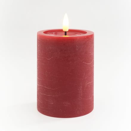 LED echte waskaars "10 x 7,5 cm", met timer - Bordeaux