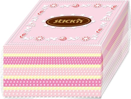 Stick’n sticky notes taart - Zelfklevend memokubus - 76 x 76mm - Roze - 350 memoblaadjes