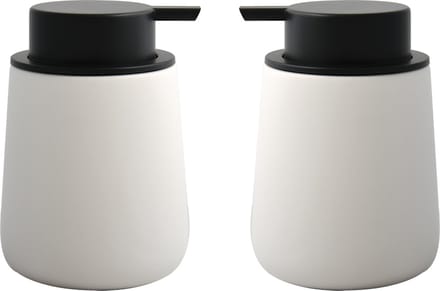 MSV Zeeppompje/dispenser Malmo - 2x - Keramiek - wit/zwart - 8,5 x 12 cm - 300 ml